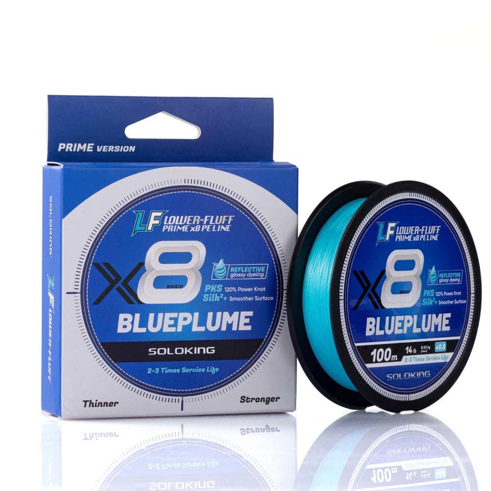SOLOKING X8 Braided Fishing Line 109/165Yards Freshwater Saltwater PE Line for Fishing 12LB-40LB Super Smooth Multifilamemement (Blue-150m/164Yard, 2.0# 28LB 0.235mm)