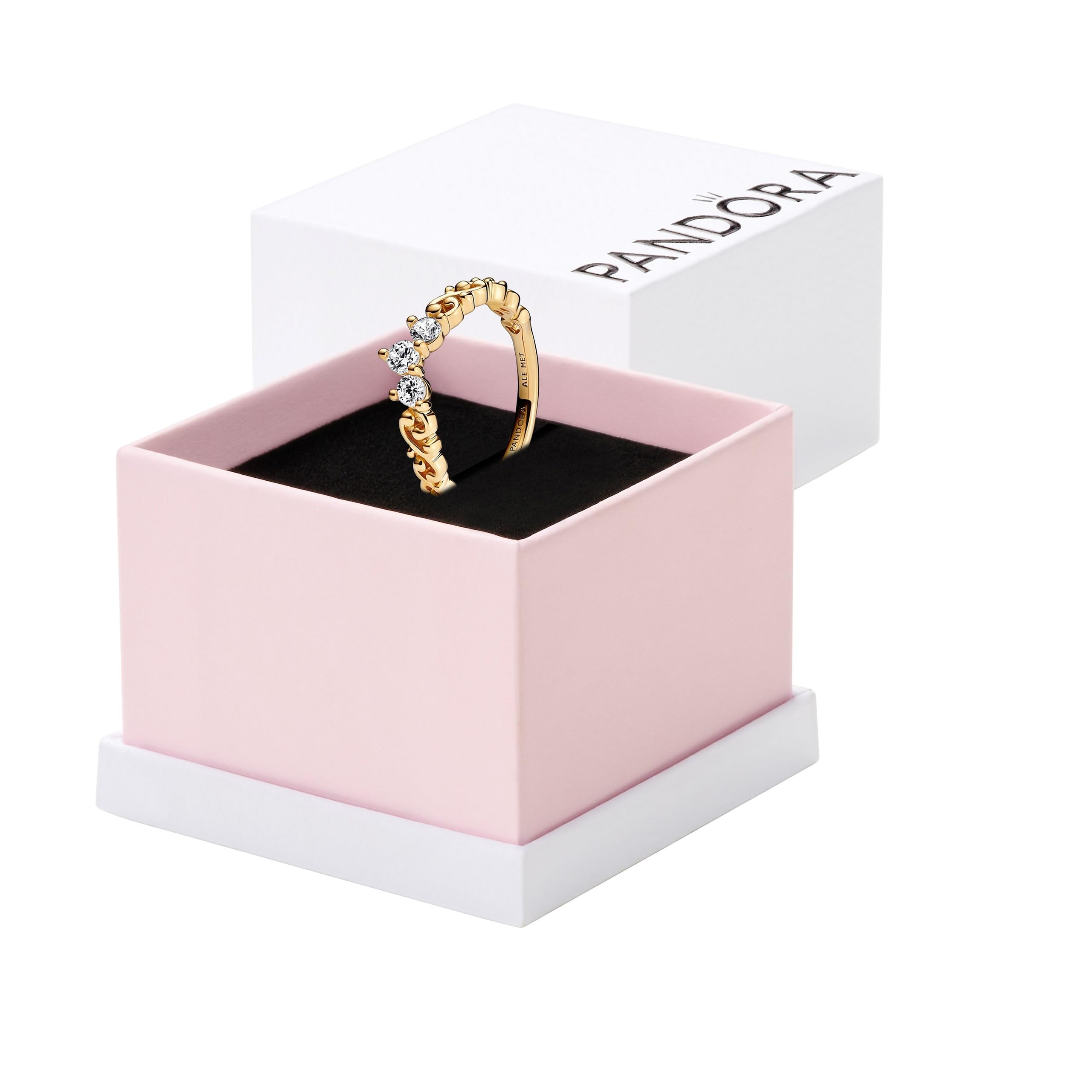 Pandora Moments Regal tiara 14k gold-plated ring with clear cubic zirconia, 50