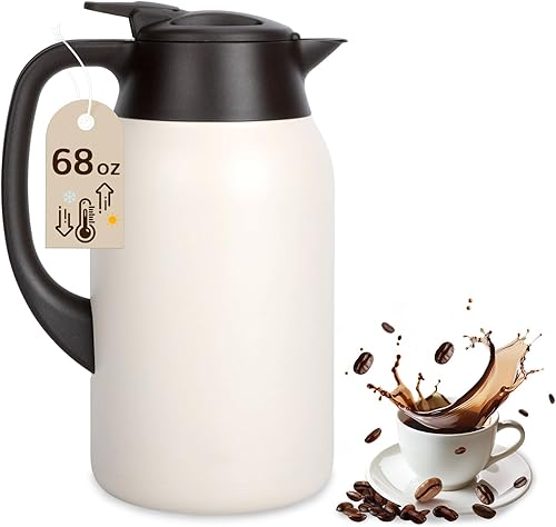 Jarra de café de 68 onzas para mantener el calor, bebidas calientes de 12 horas y bebidas frías las 24 horas, olla aislada de acero inoxidable con