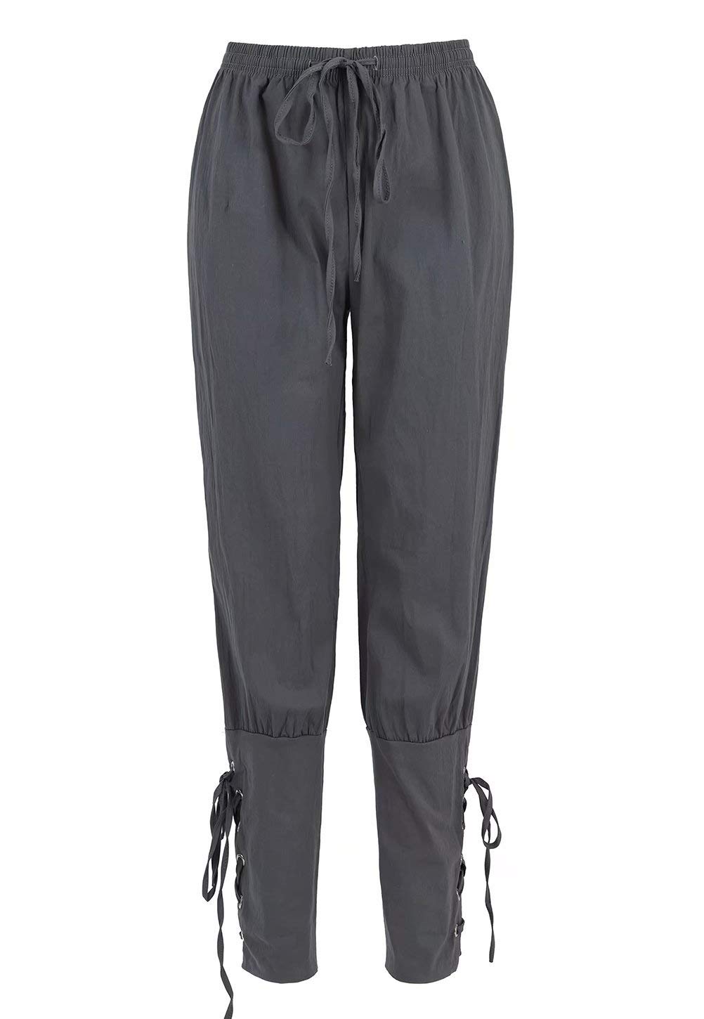 Josamogre Pirate Trousers Men Medieval Trousers Ankle Banded Pants Viking Navigator Steampunk Renaissance Cosplay Gray S