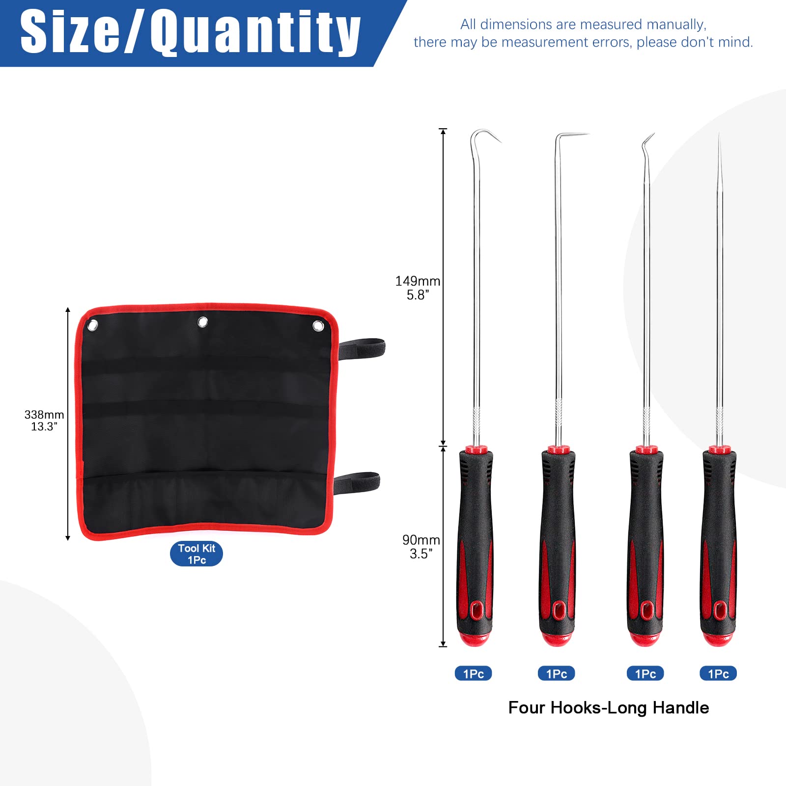 Glarks 9 Pinze Per Anelli A Scatto Da 33 Cm E Ganci E Set Di Plettri, 4 Pinze Per Anelli Di Fissaggio Interni/esterni E 4 Ganci Con Manico Lungo Con 1 Sacchetto - Foto 3