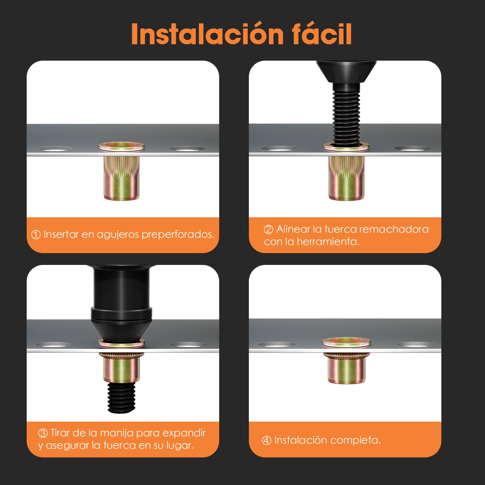Juego De 165 Tuercas Remachables Ciegas - M3 M4 M5 M6 M8 M10, De Aluminio, Con Caja Organizadora Para Taller Y Bricolaje