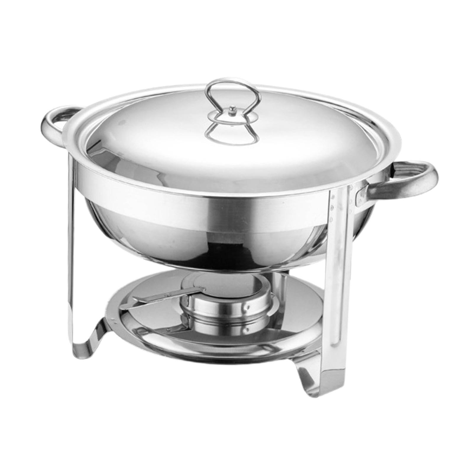 Calentador de Alimentos, Funciona con Pilas, Bandeja para Catering, Bandeja Redonda de Acero Inoxidable para Buffet, Estable, Práctica, Desmontable, a, Plata, Individual