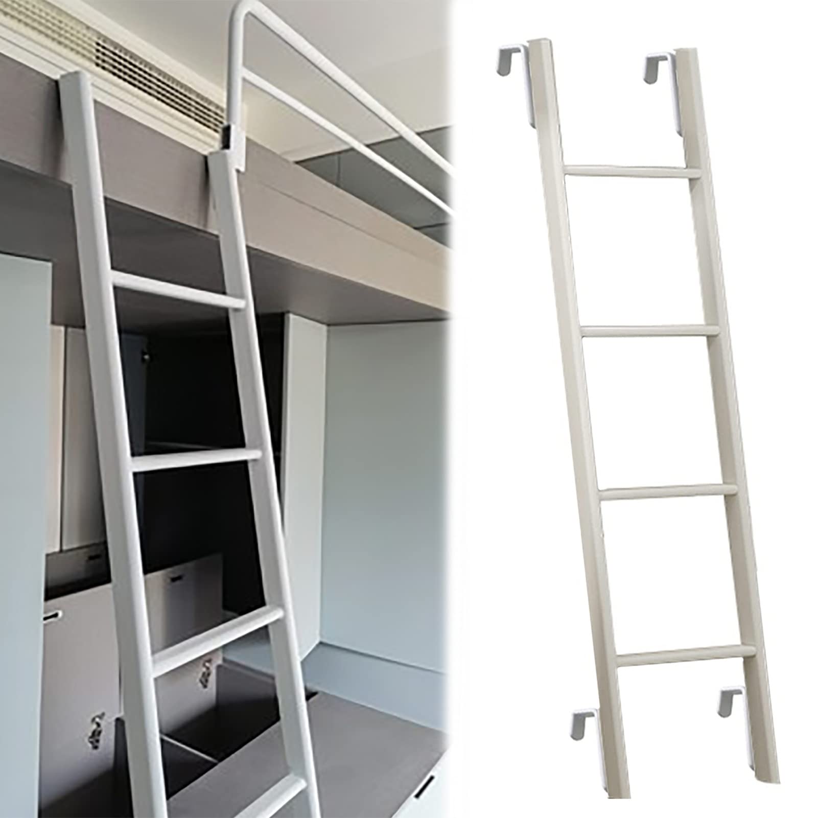 Escalera para literas ajustable y resistente de metal para cama alta con soportes incluidos