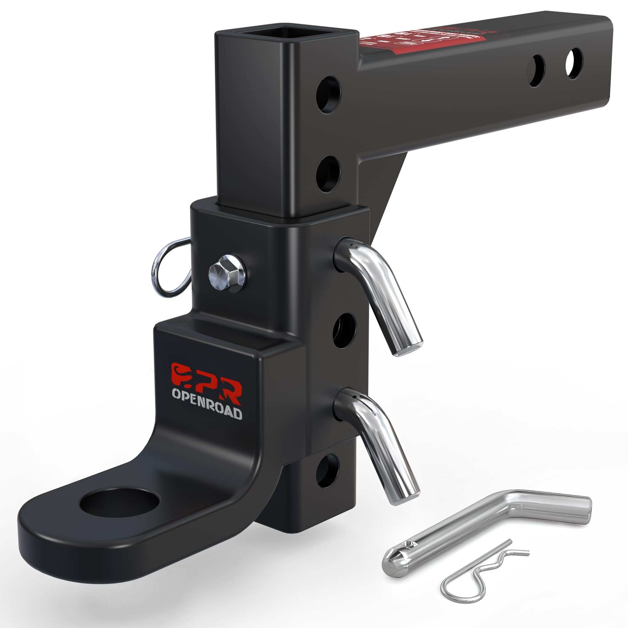 OPENROAD Adjustable Trailer Hitch Ball Mount Fits 2-Inch Receiver, 2" Tow Balls 7500lbs, 9-1/2" Drop/ 8-1/4" Rise Drop Hitch