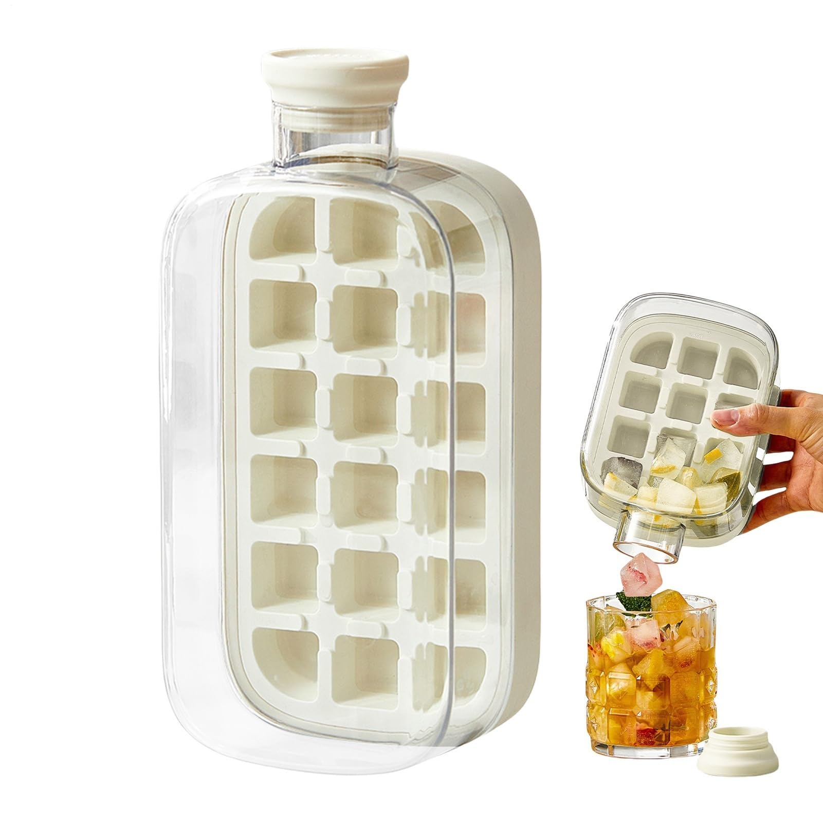 Bottiglia Per Cubetti Di Ghiaccio 2 In 1 - Con Coperchio E Cannuccia, 500ml | Facile Rilascio, Zero Contatto - Foto 9