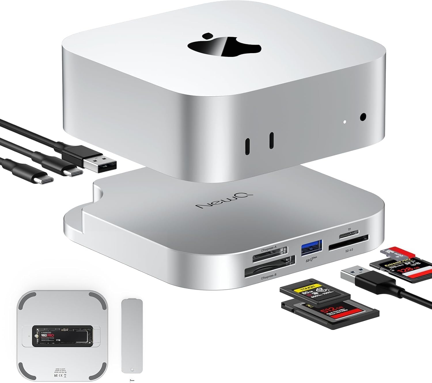 Mac mini M4 Dock with Cfexpress Reader – M.2 NVMe SSD Enclosure, CFexpress Type A/Type B Card Reader, SD/TF 4.0 Slot, 10Gbps USB C USB A, Hub for Photographers, Videographers, Content Creators-image-13