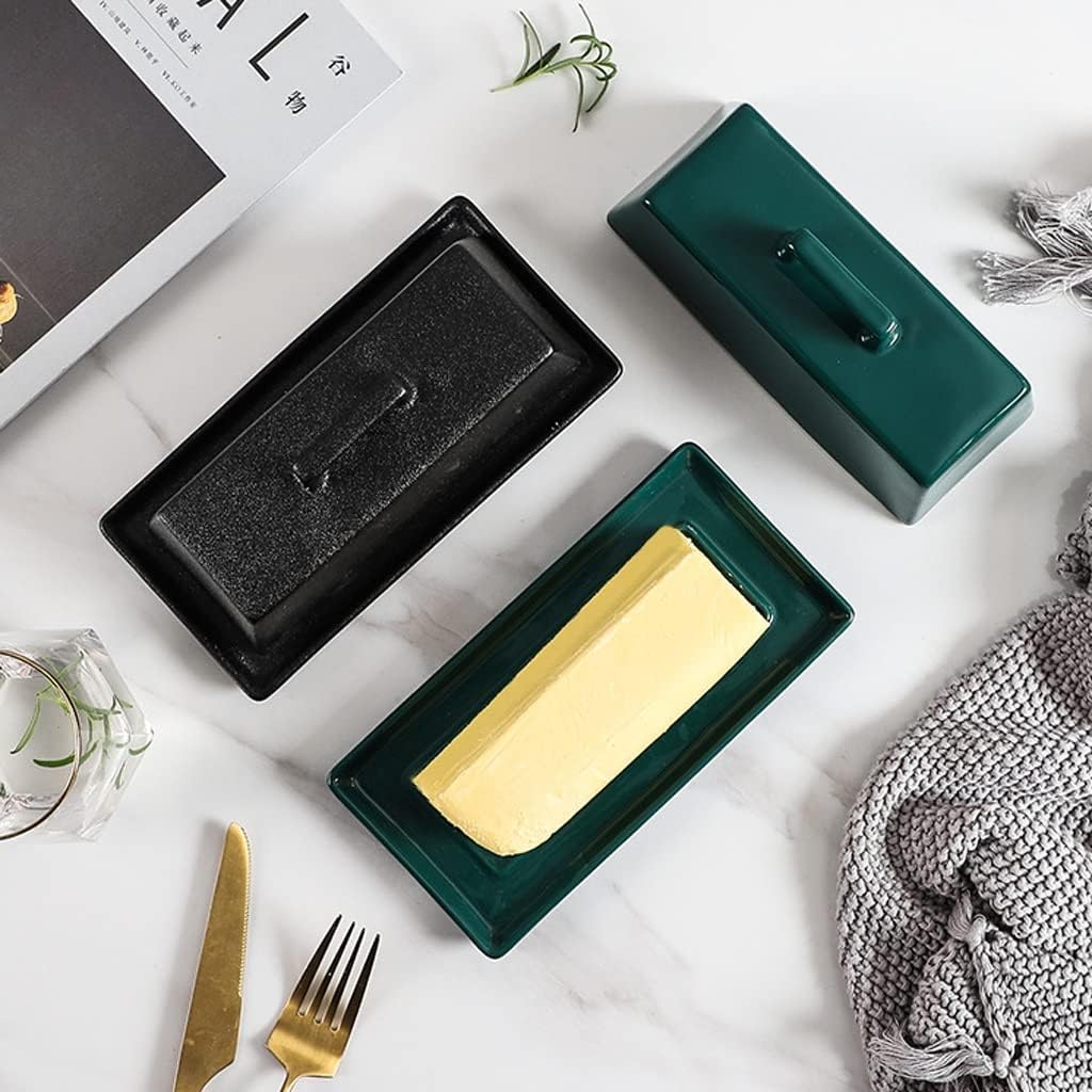 バターコンテナ 蓋の小さなトレイの北欧の創造的なセラミックバターボックスハンドルバタープレートチーズの食器バター容器 バタートレイ