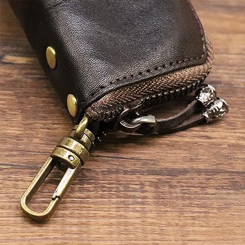 Genuine Leather - Mini Leather Coin Purse Change Purse for Men Women Change Holder Storage Bag Car Key Leather Coin Purse Pouch Case Organizer Bag Keychain Zipper (Coffee)3