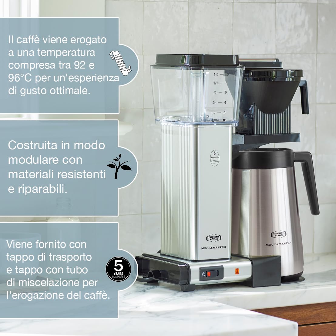 Moccamaster KBGT, Macchina da caffè filtro, Caraffa termica, Black, 1.25L