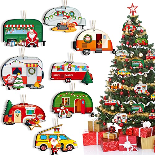 Spiareal 32 Stück Weihnachten Camper Ornamente Holz Camping RV...