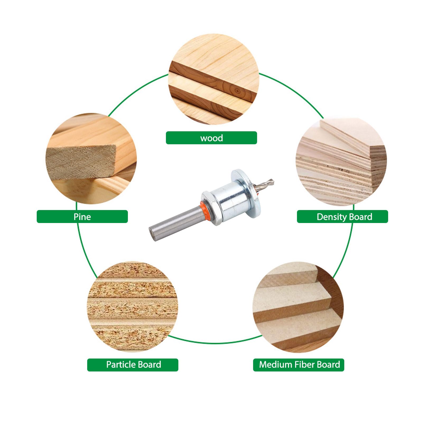 5 Piece 6mm 19mm Countersink Drill Bit Set Titanium Coated Wood Plastic - View #2