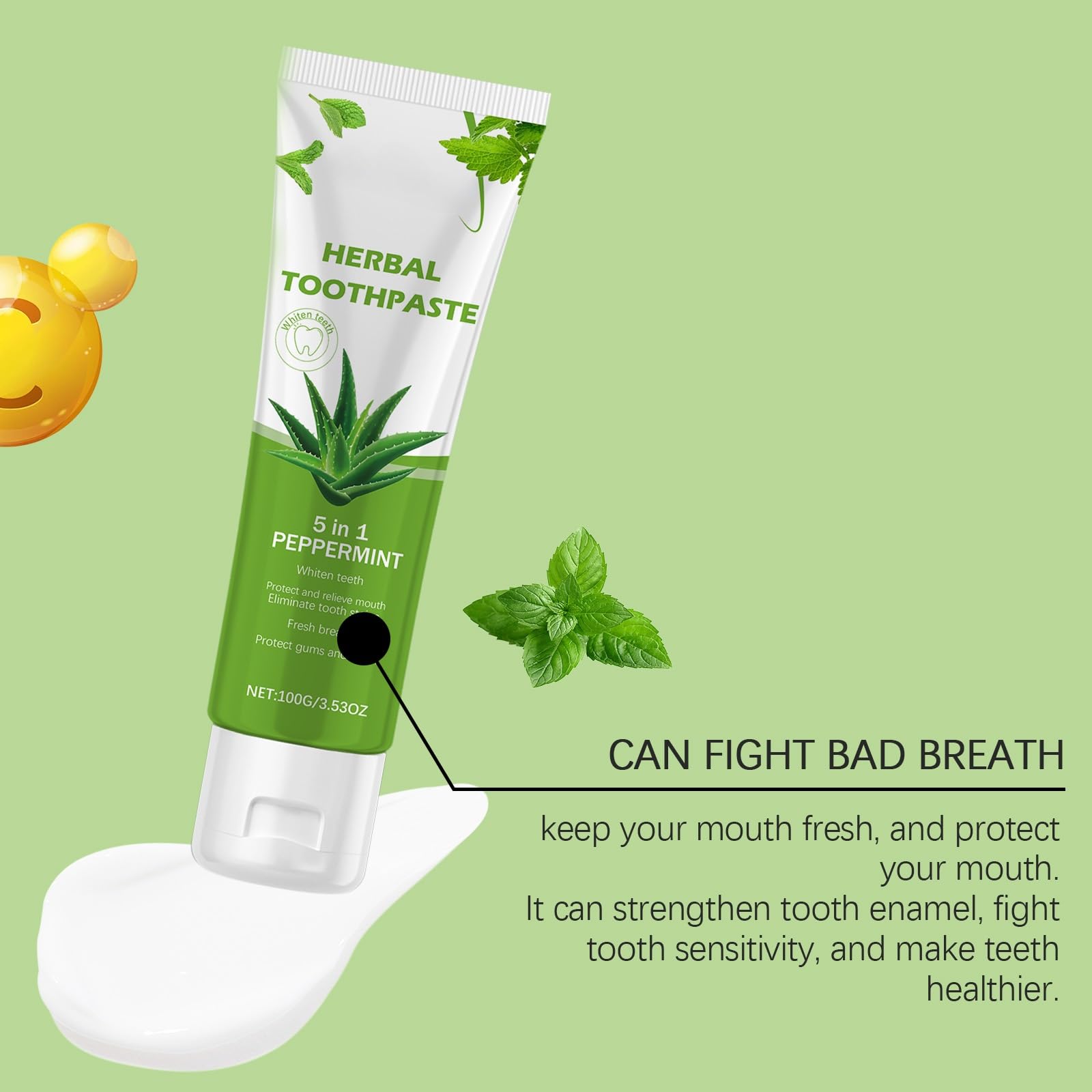 Dentifricio sbiancante all'Aloe Vera - Pulizia delicata, alito fresco, rimozione delle macchie con estratto di menta for sorrisi visivamente più luminosi(3pcs)