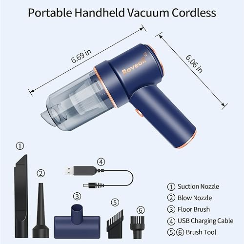 Miniatura 2 de Aspiradora inalámbrica de mano, 2 en 1, USB 80000 RPM, soplador de polvo de aire comprimido portátil, mini aspiradora recargable para automóvil,