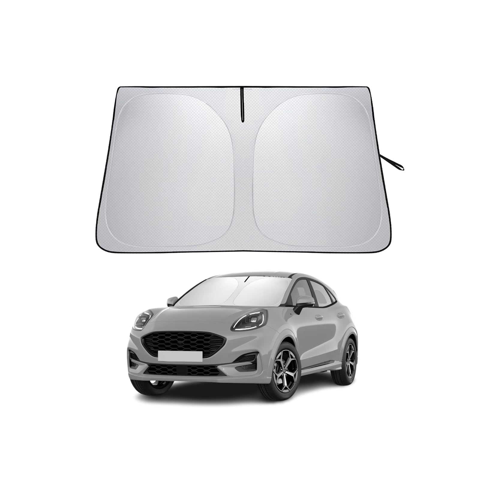 Osłona Przeciwsłoneczna Na Przednią Szybę Do Ford Puma MK2 2020-2026 Składana Pokrowiec Oslony Z Kieszenia Blokuje Promieniowanie UV Parasol Słoneczny