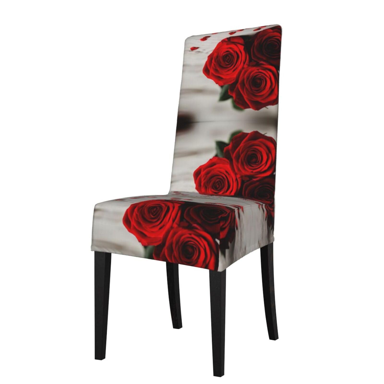 HLSBSSL Rose Printed dining chair covers, wrinkle-resistant and iron-free, suitable for hotels, banquets, and conferences