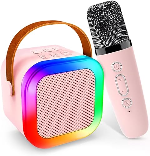 Mini máquina de karaoke para niños, altavoz Bluetooth portátil con 1 micrófono inalámbrico de karaoke, juguetes musicales, regalos de cumpleaños de