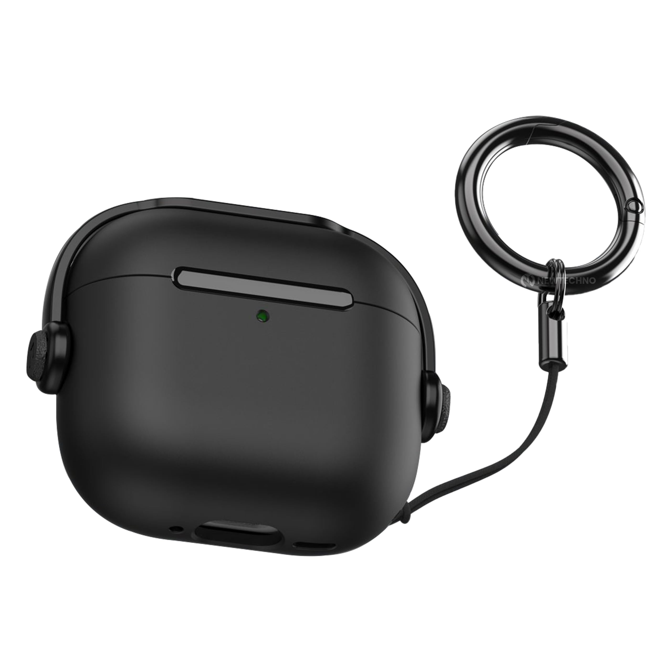 Antilost Lid Case Shell for Airpods 4 | Full Protection Case with Lanyard Compatible for Airpods 4 and AirPods 4 with Active Noise Cancellation(ANC) (2024) with carabaner Black