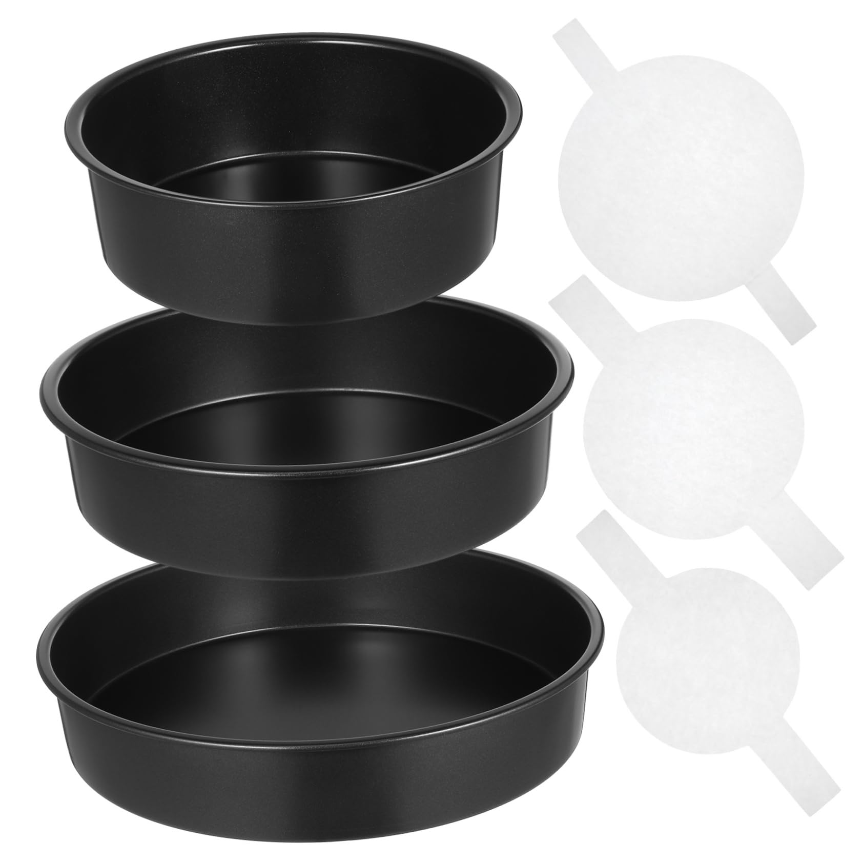 Zerodeko 3pièces Moules à Gâteaux Ronds Antiadhésifs Acier Avec Papier Sulfurisé Pour Gâteaux Pâtisseries