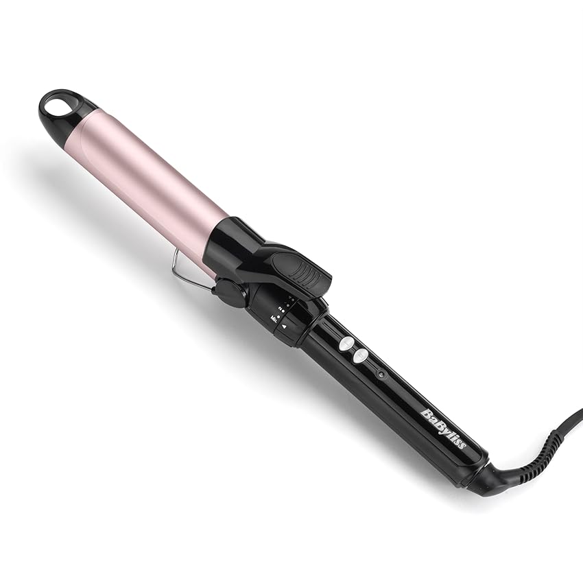 BaByliss Ferro arricciacapelli 32mm, Satin Touch, 10 temperature, riscaldamento rapido, supporto integrato, Nero e rosa, C332E