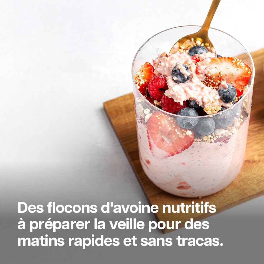 Protein Works | Overnight Oats – GOLD Innovation, Petit-Déjeuner High-Protein, Chia & Graines de Lin, Soutient Perte de Poids, Faible Sucre, Chocolat Noir Framboise, 14 Portions, 1kg