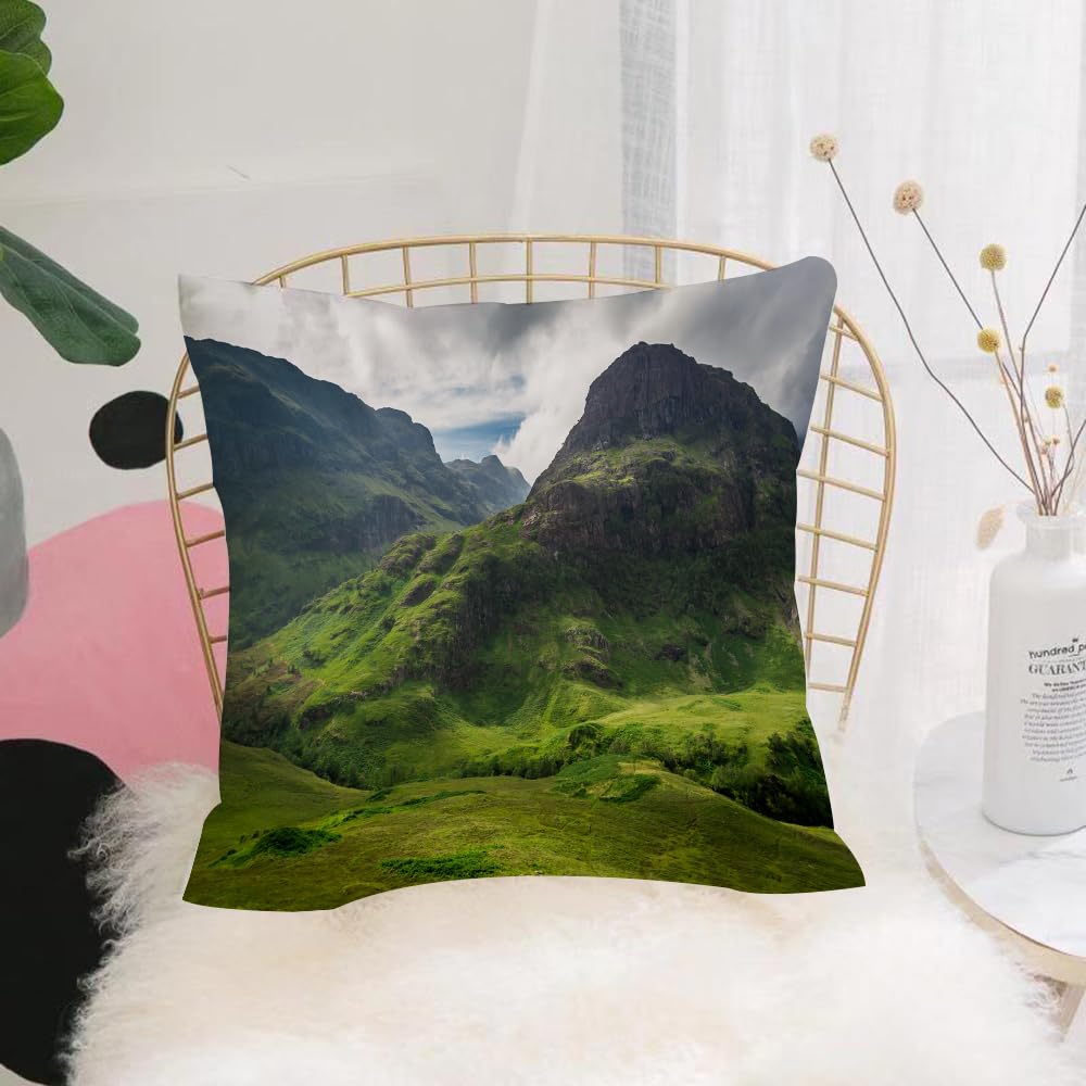 HYOSXW Cushion Cover,Throw Pillow Case Home Decorative for Living Room Bedroom Sofa Chair 16X16 Inch,Beautiful sunny day in the highlands,Pillowcase 40X40cm