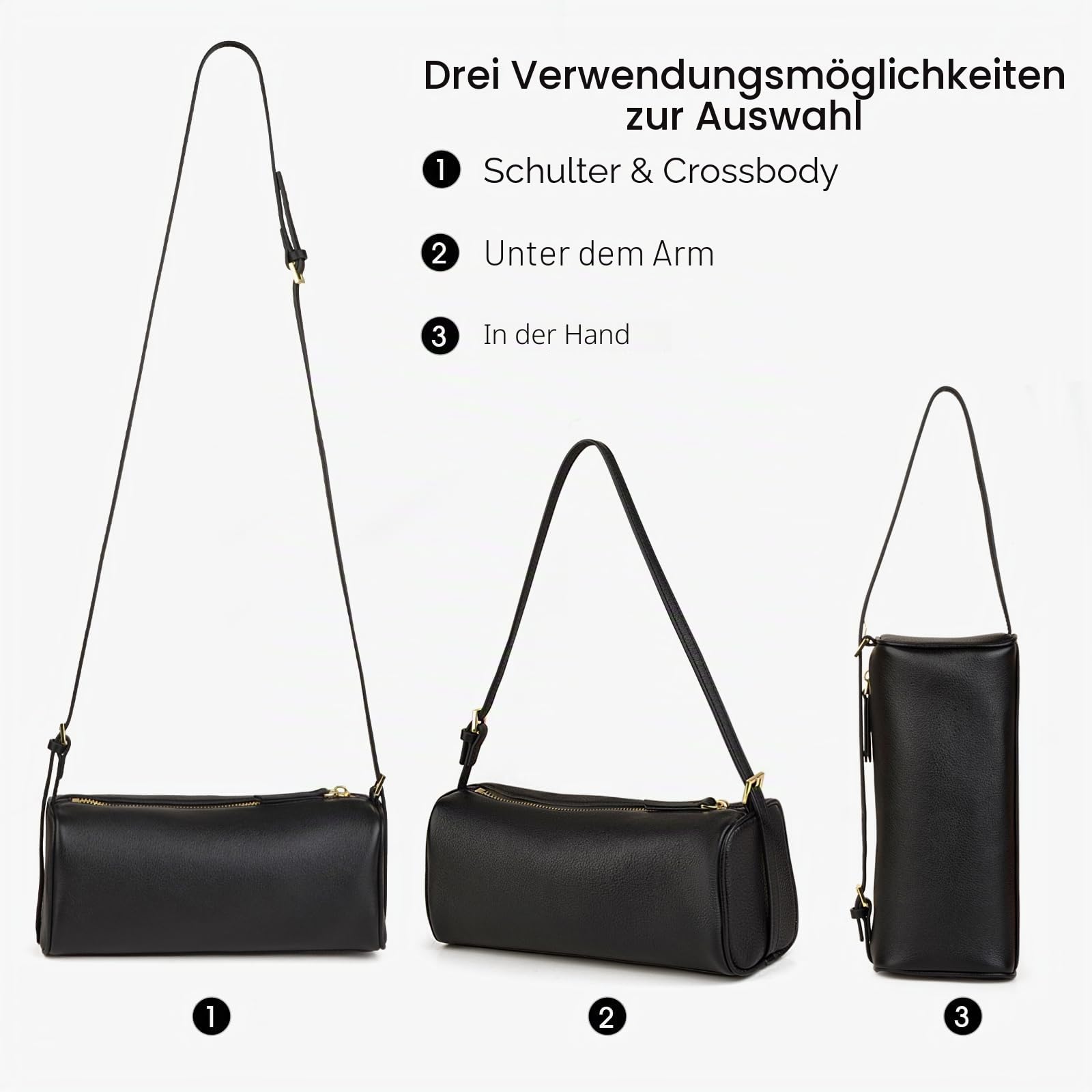 DONNAIN Hochwertige Handtasche Damen Leder, Crossbody Umhängetasche | Lederhandtasche Damen Echtleder, Ledertasche Damen, Schultertasche, Hobo Bag mit verstellbarem Riemen, verlängern Form