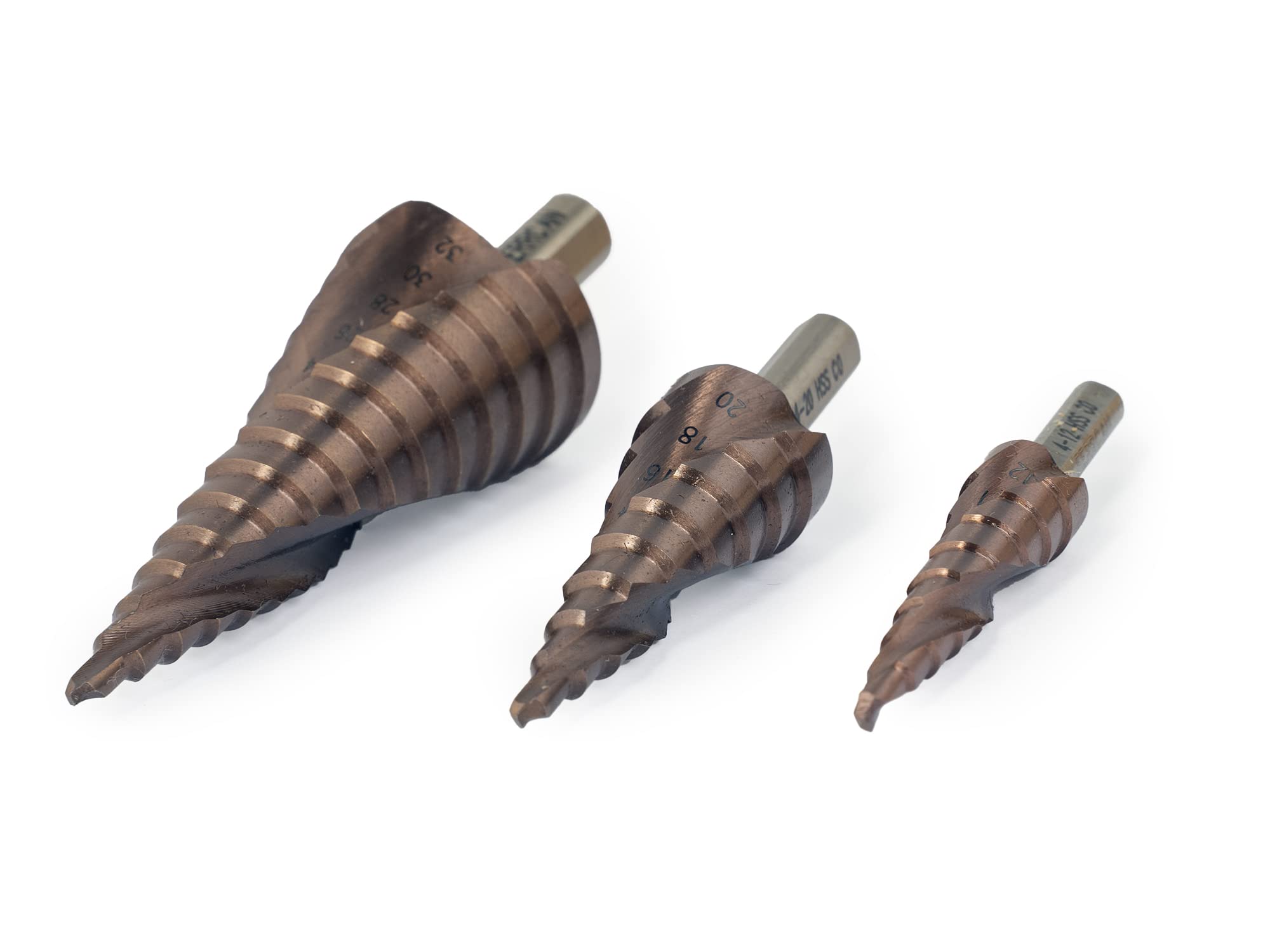 Jeu de 3 forets étagés Ferrcan cobalt HSS M35 pour acier inoxydable et métaux