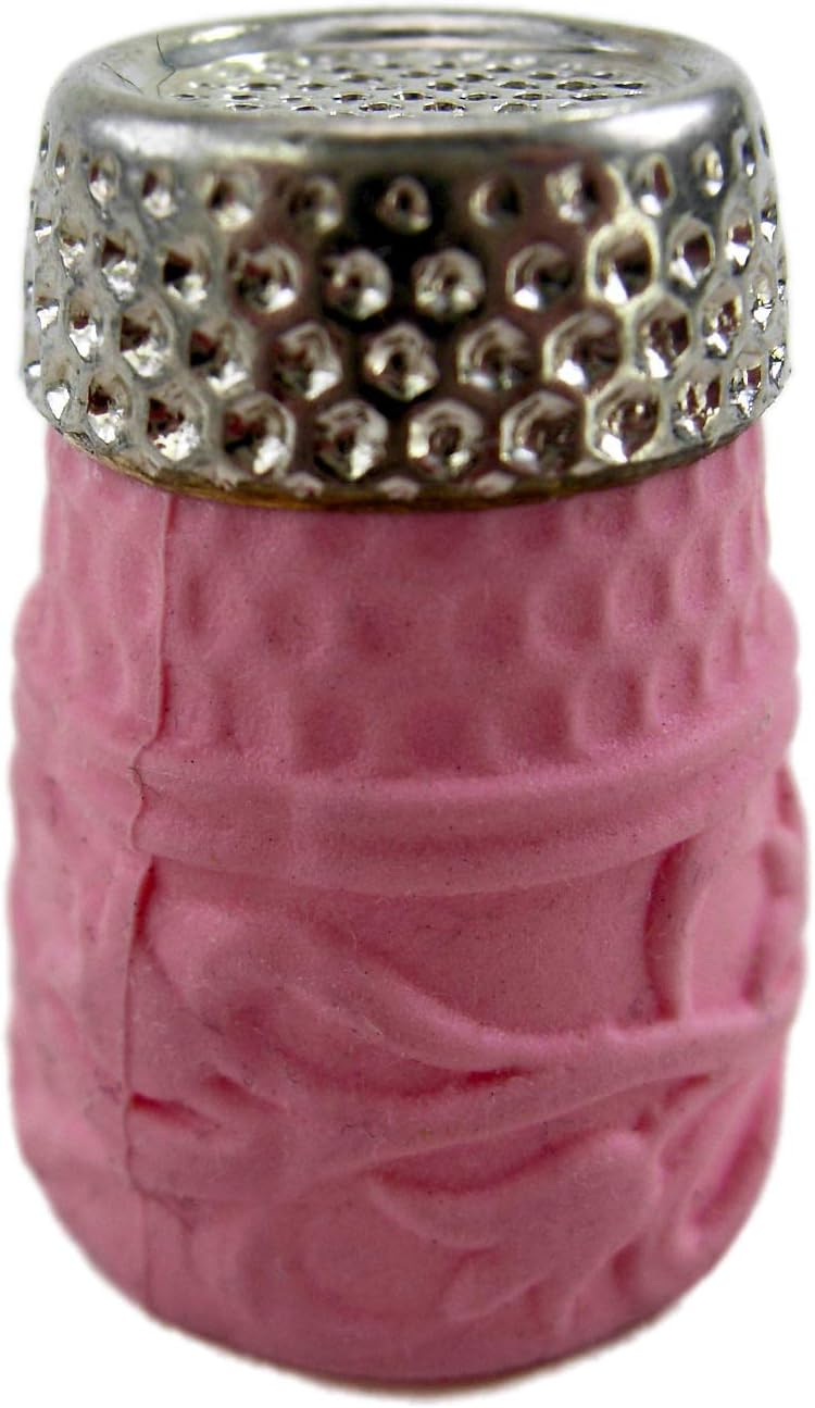 Rhythm Patch Flexible Silicone Rubber Grip, Nickel Plated Brass Sewing Thimble, Recessed-TopQuilter, No Collar, 13.5 mm (Small, Pink)