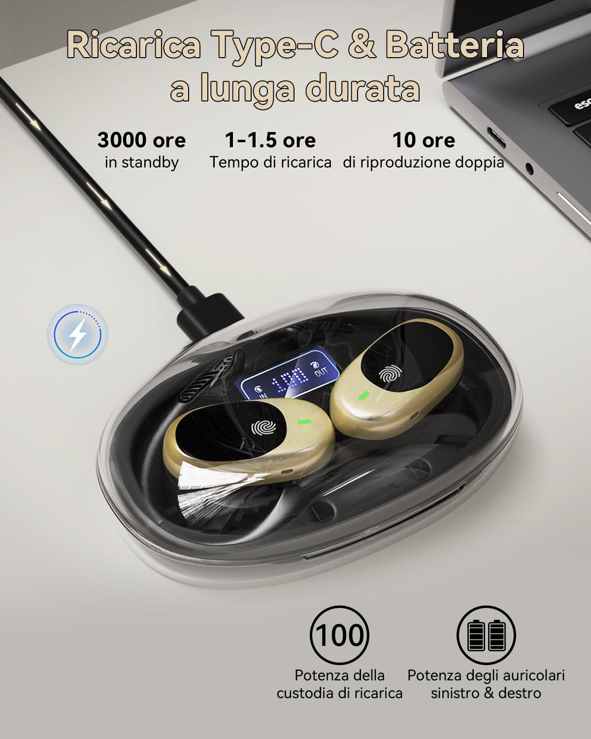 AI Cuffie Traduzione, Bluetooth 5.4 Traduttore Istantaneo Vocale con 156 Lingue, Auricolari di Traduzione con 5 modalità, Codice di Autorizzazione Permanente, Cuffie Bluetooth per Viaggi/Affari