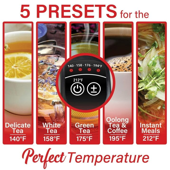 Hervidor eléctrico de acero inoxidable 1.7 L con 5 presets miniatura 2