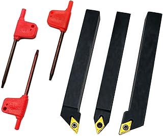 ASZLBYM 3PCS 1/2" CNC Lathe Carbide Turning Tools Indexable Holder Bit Set SDNCN1212H07 + SDJCL1212H07 + SDJCR1212H07 with 3PCS DCMT21.51 / DCMT070204 Insert Indexable Carbide Turning Insert
