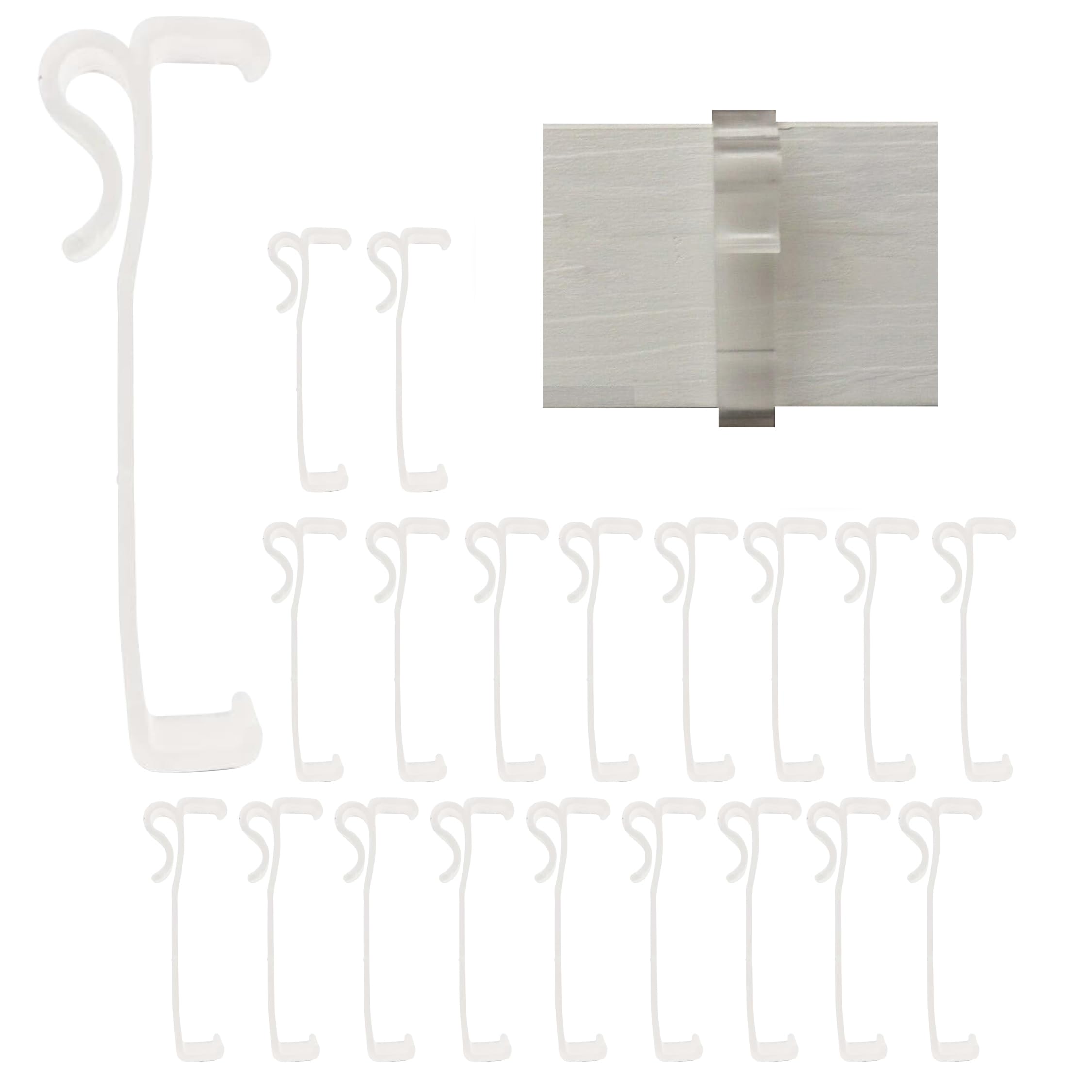 3.0 Inch Clear Valance Clips for Top Blind Brands & Window Shades 20-Pack - Sturdy Plastic Brackets, Ideal for Wood, Faux Wood & Metal Treatments in Home & Office Settings