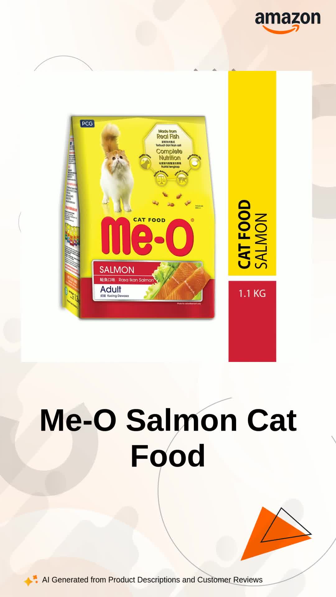 Me-O Adult Dry Cat Food Salmon Flavor,1.1 Kg : Amazon.in: Pet Supplies