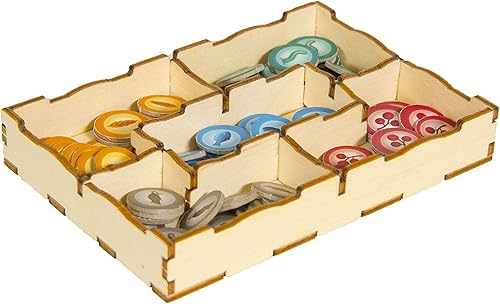 Miniatura 4 de The Broken Token Organizador de juegos compatible con Wingspan, caja organizadora de juegos de madera con múltiples bandejas