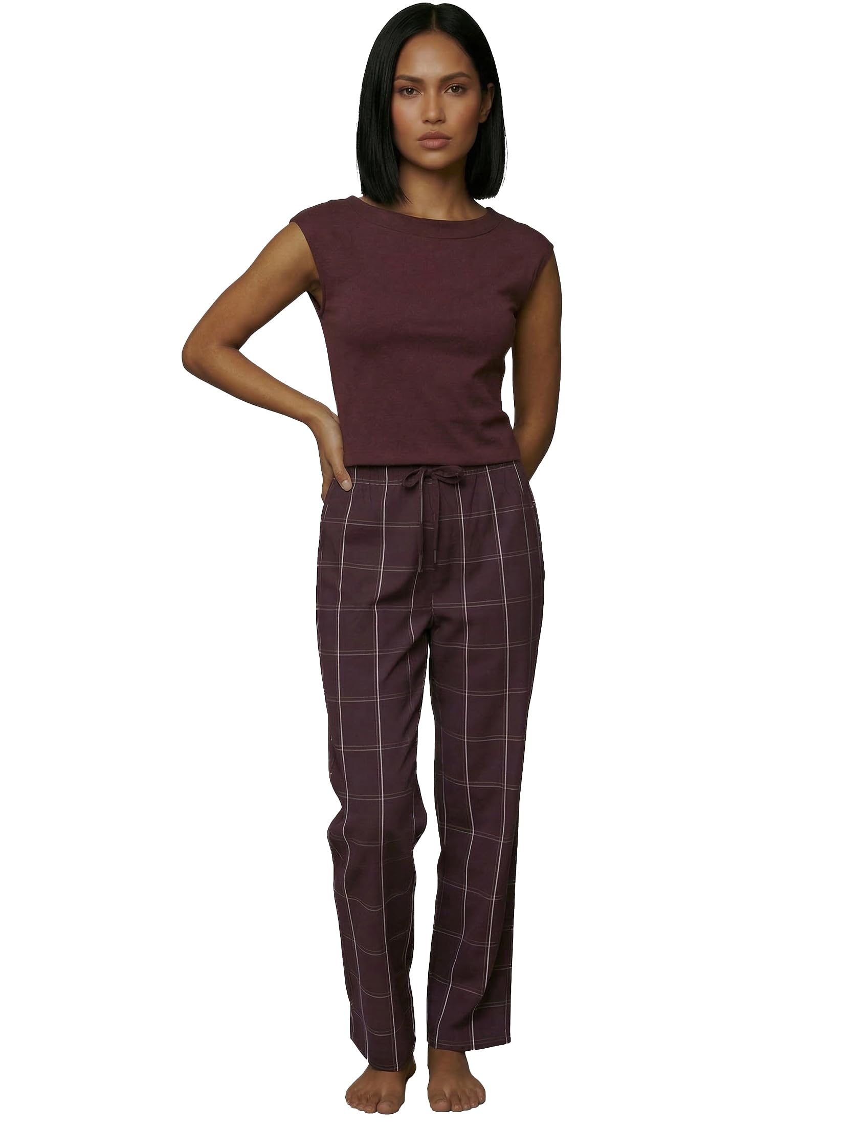 enamor Mid Rise Full Length Adjustable Drawstring​ Hangout Pant For Women - Relaxed Fit, Combed Cotton - E4A5-picture-33