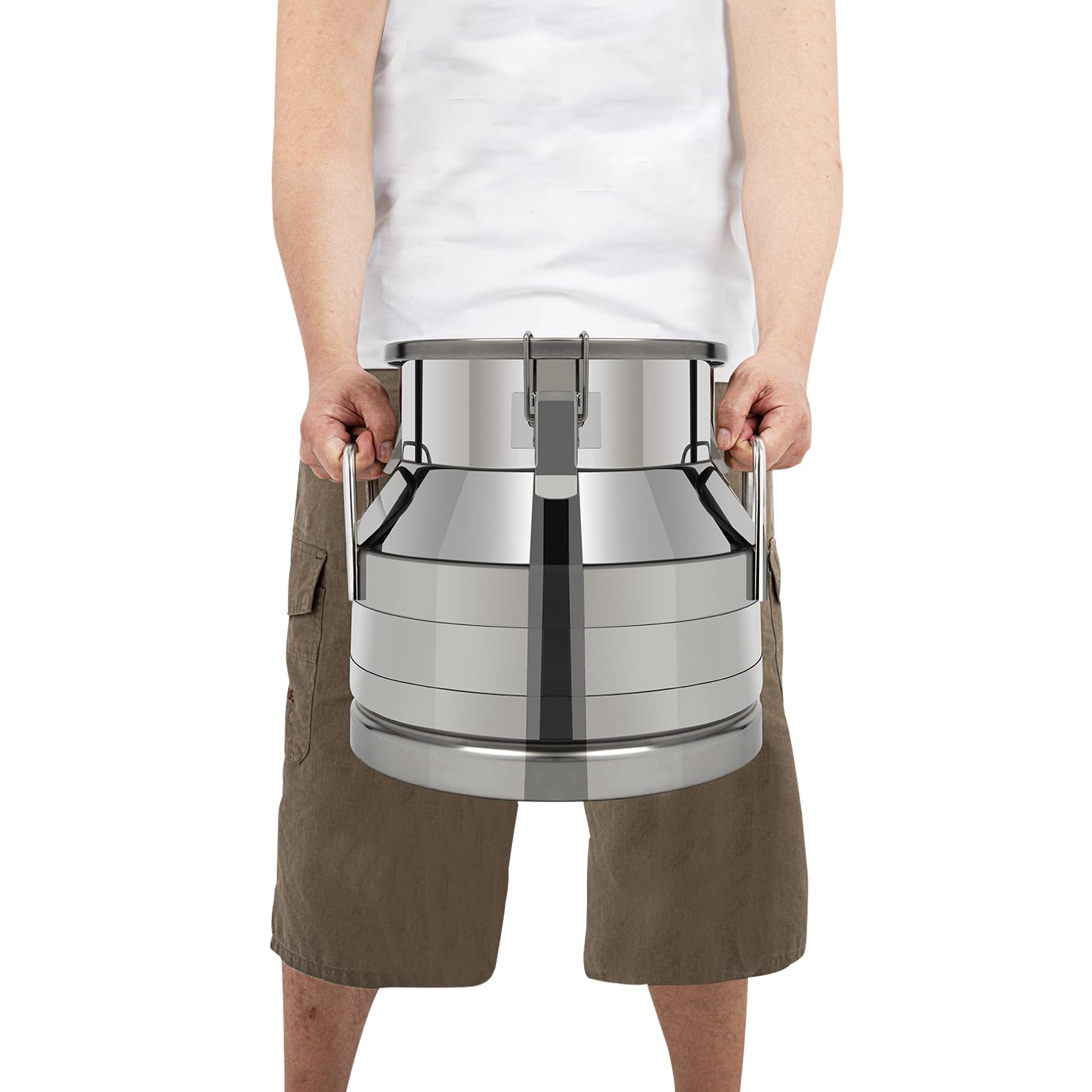 Milk Can, 12 Liter 3.16 Gallon Stainless Steel Milk Pail, Heavy Duty Wine Pail Versatile Milk Can Wine Liquid Storage Milk Transport Can Tote Jug with Sealed Lid for Home, Kitchen
