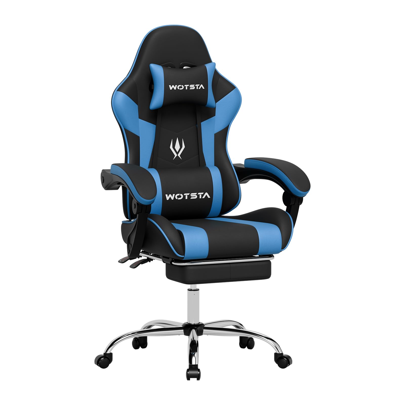 Gaming Stuhl, ergonomiischer Bürostuhl, höhenverstellbar Gamer Chair mit ausziehbarer Fußstütze, Computerstuhl mit Lendenstütze, Gaming Sessel 135°
