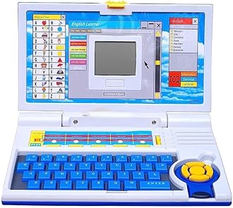 PLAYSKOUT Educational Laptop Toy with Mouse, 20 Learning Games for Letters, Words, Math, Music, Logic, Memory, Ideal for Kids Above 3 Years (Blue)