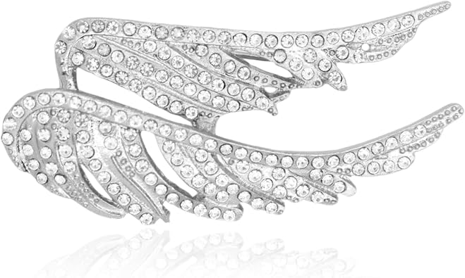 Rhinestone Angel Wings Brooch Cute Feather Wings Crystal Brooches and Pins for Women Gold Silver Lapel Pin Suit Fashion Jewelry for Women Men Gift