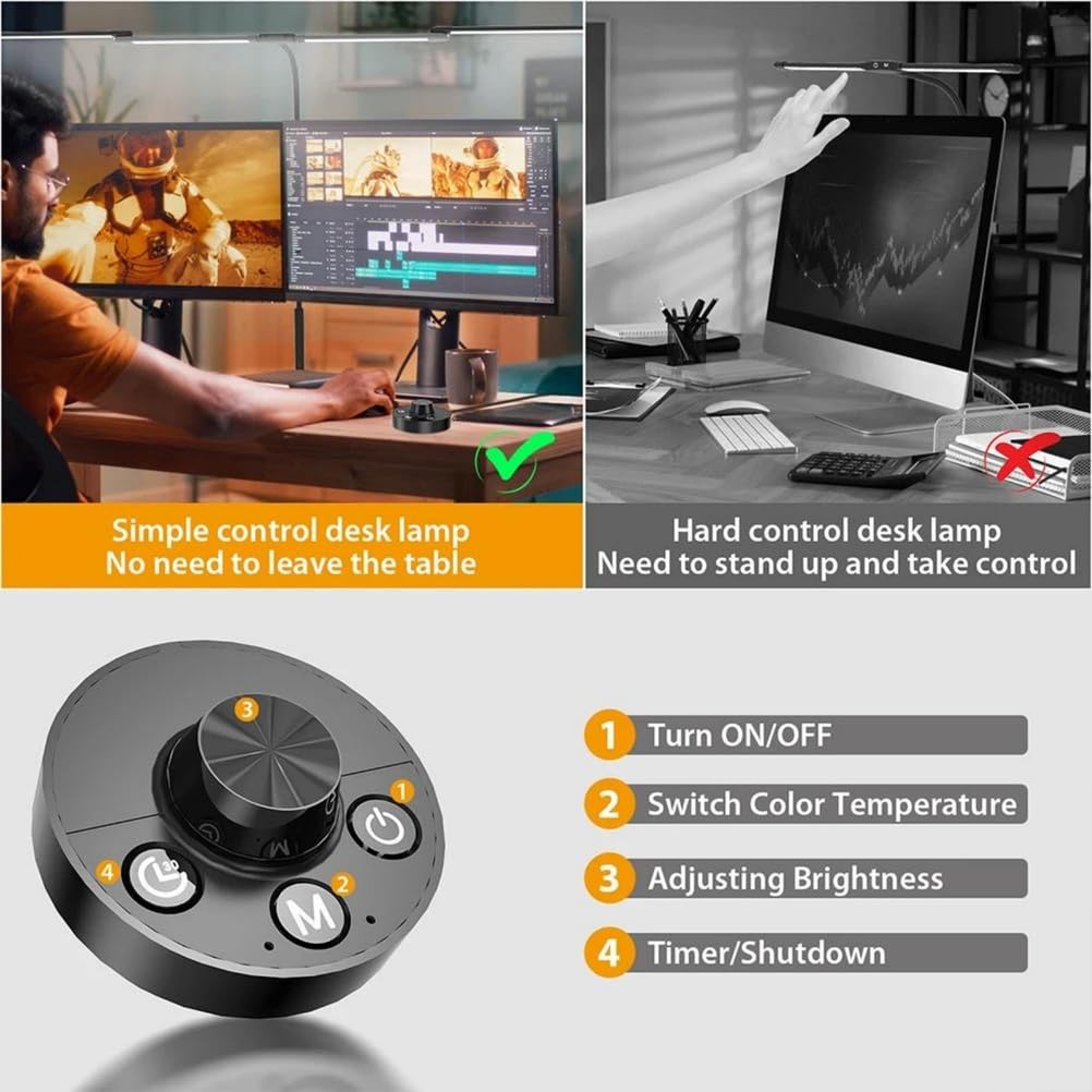 Lampe De Bureau À Pince avec 4 Têtes LED pour Le Soin des Yeux
