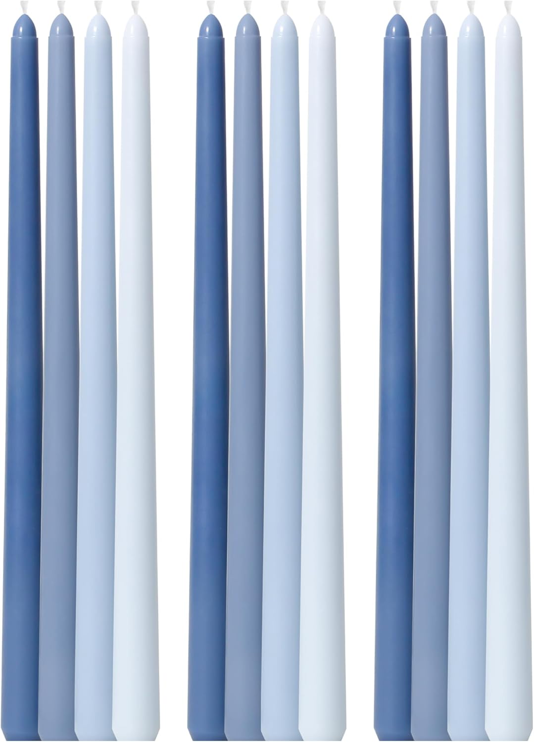 12 Inch Blue Taper Candles Set of 12 Unscented Smokeless Long Tall Tapered Candle for Candlesticks Sticks Wedding Advent Home Decor Dinner Christmas Blue 12 Inch-12 Count