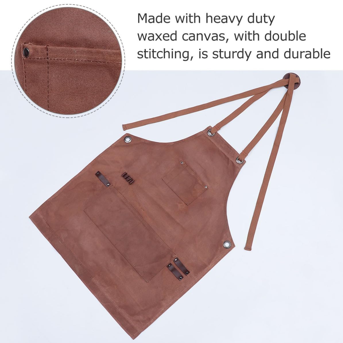Grembiule da Lavoro Comodo e Pratico in Cerata Resistente Uomo con Tasche Multiple e Spallacci Incrociati per Falegnameria e Giardinaggio