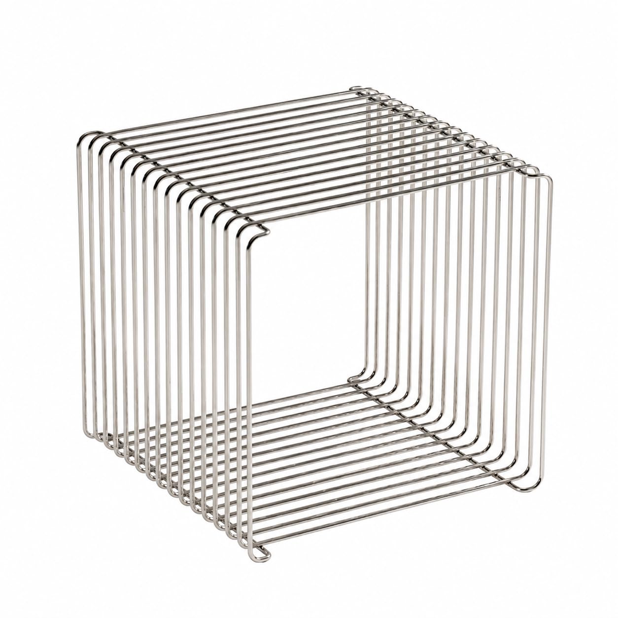304 Stainless Steel Side Table, Bookshelf Stackable | Square Geometry Retro Side Table Linear Metal End Table,Wire Cube Storage Rack,coffee table,Multi-Purpose Accent Table