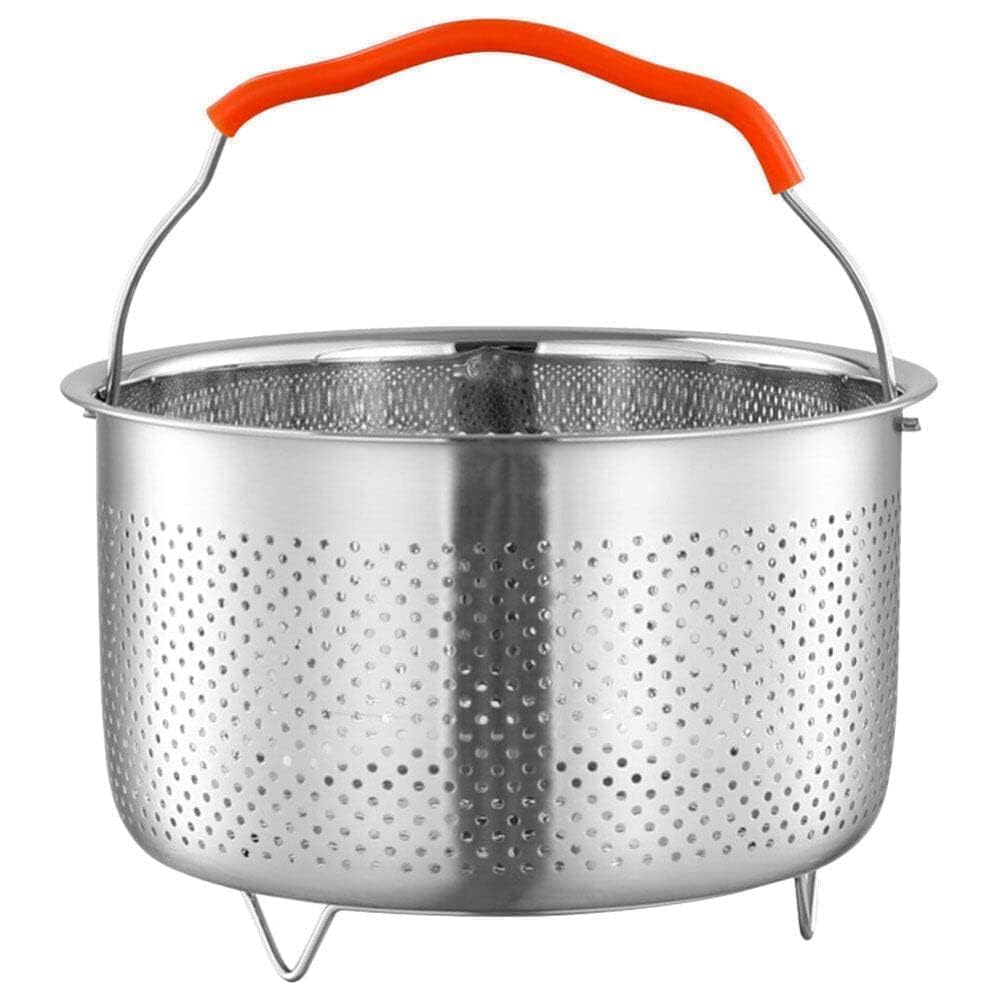 Valajogi Stainless Steel Steamer Basket with Handle Rice Cooker Steaming Basket for Rice, Food, Meat, Fish Cooker Warmer Kitchen Cookware Metal Steamer Insert Steaming Rack Accessories Cooker Warmer-image-21