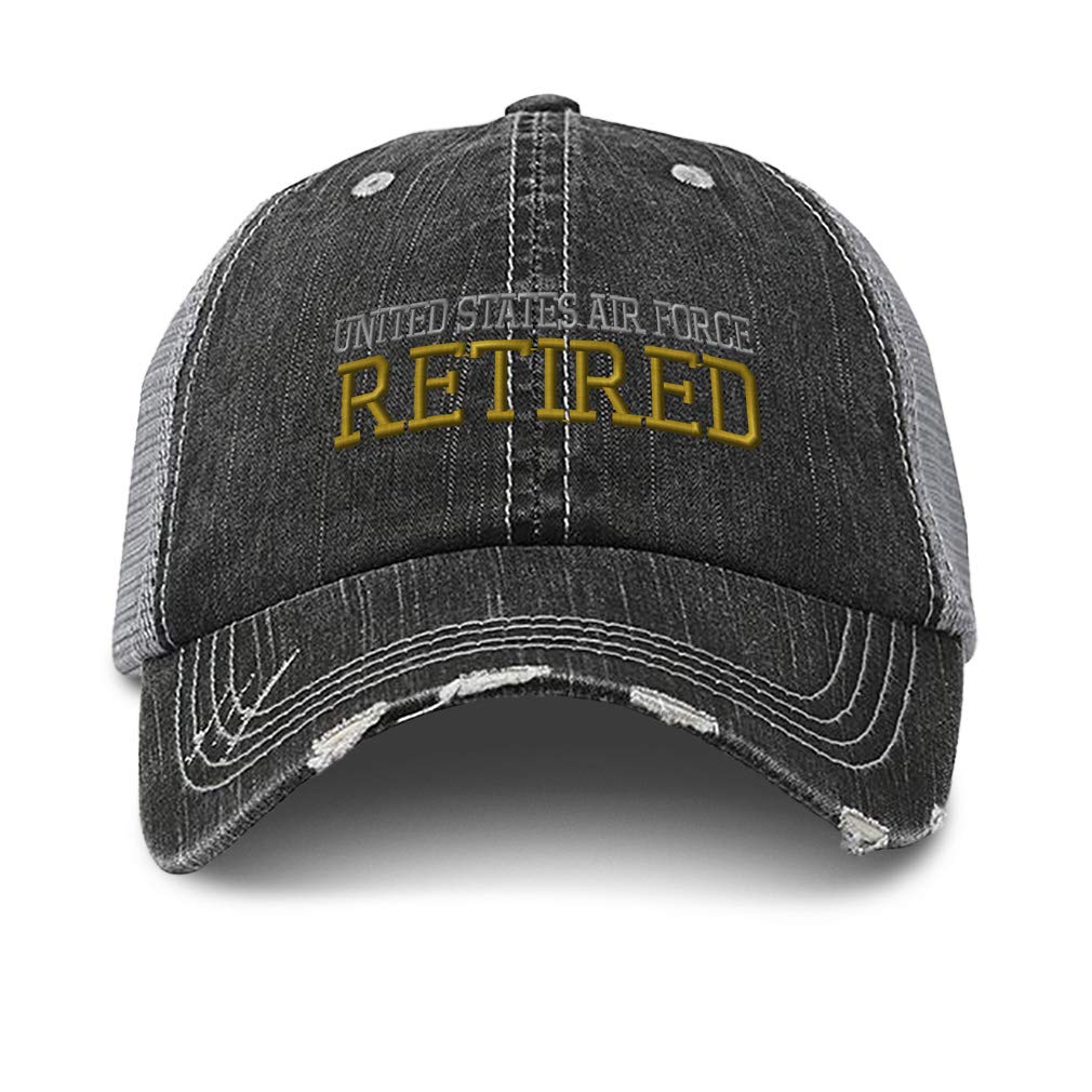 Speedy ProsCustom Distressed Trucker Hat Us Air Force Retired A Embroidery for Men & Women