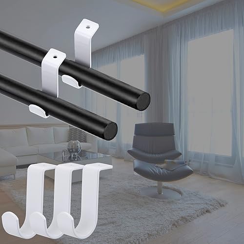 Miniatura 3 de Sumnacon Juego de 6 soportes de barra de cortina de techo, soporte de metal para barra de cortina de 1 pulgada, soporte de barra de cortina de