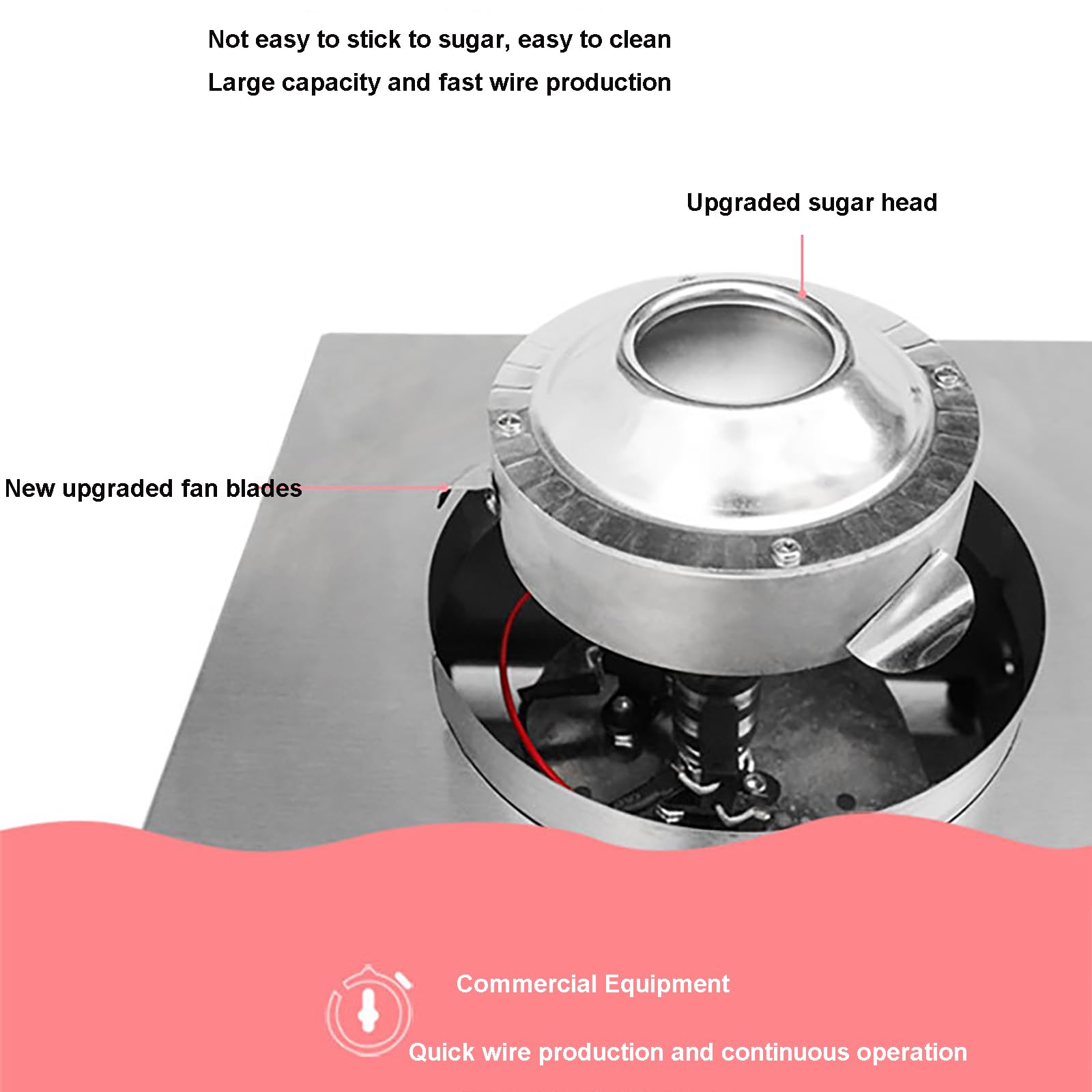 Machine à coton professionnelle 1000 W pour barbe à papa électrique commerciale en acier inoxydable grand espace de rangement avec USB pour salle à manger, fête d'anniversaire, festival
