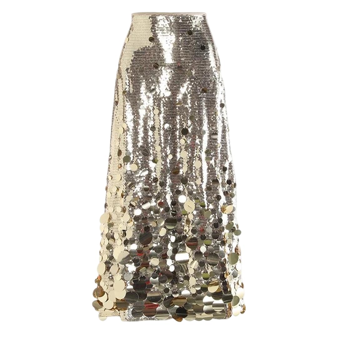 Vsadsau Women High Waist Slim Skirts Patchwork Sequined A Line Skirt Large Sizes Long Skirts