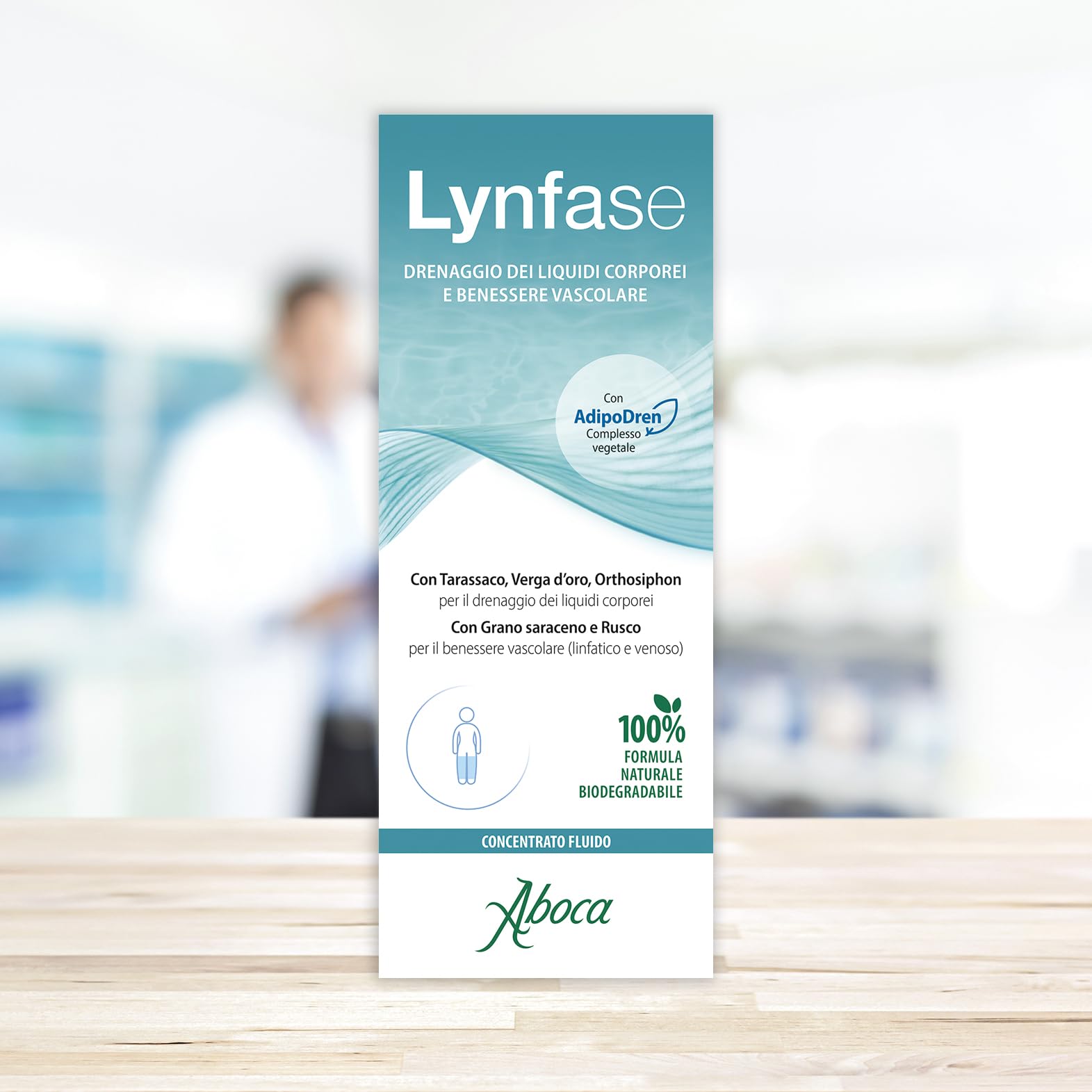 Aboca Lynfase Concentrat Fluide Flacon 180 g - Drainage des Liquides Corporels et Bien-être Vasculaire avec Pissenlit, Verga d'or, Orthosiphon, Sarrasin et Rusco